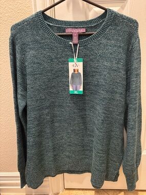 Gloria Vanderbilt Teal Crewneck Sweater